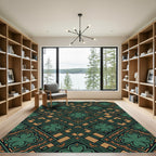 Emerald Clover Geometric Art Deco Tile Rug