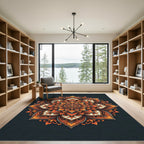 Vibrant Orange Floral Sunburst Rug
