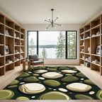 Olive Abstract Pebble Shape Rug