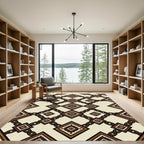 Brown Chain Geometric Diamond Rug