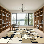 Neutral Jigsaw Interlocking Puzzle Shape Rug