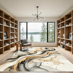 Abstract Swirl Ink Wash Neutral Rug