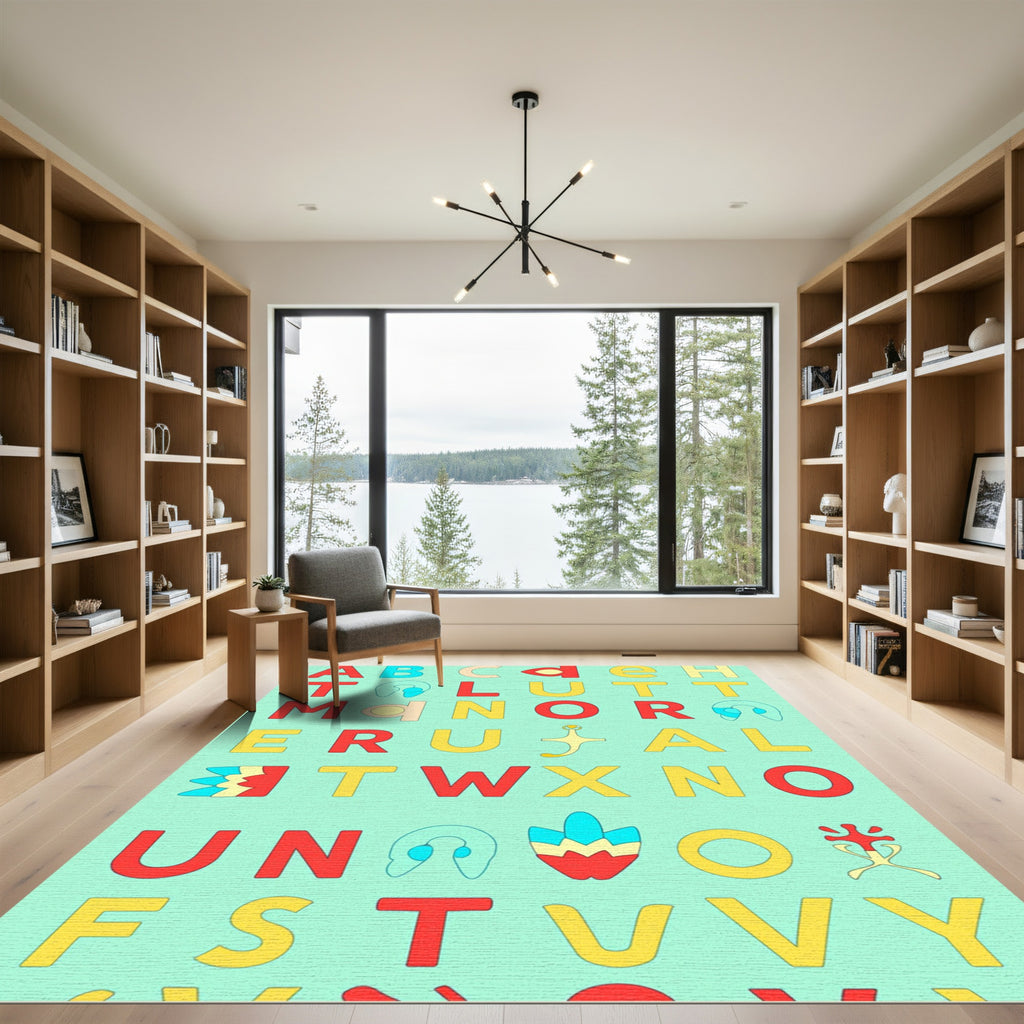 Retro Alphabet Splash Art Rug