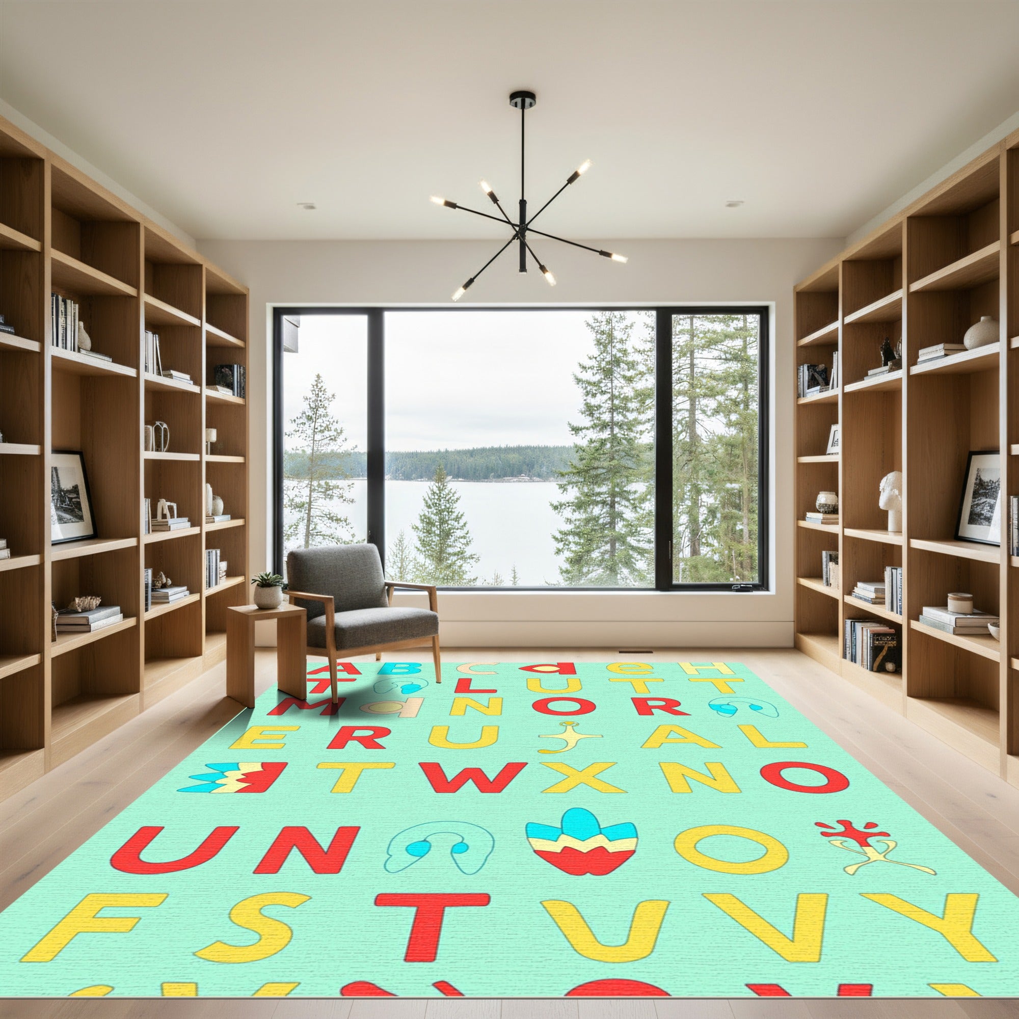 Retro Alphabet Splash Art Rug
