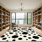 Monochrome Speckled Abstract Polka Dot Rug