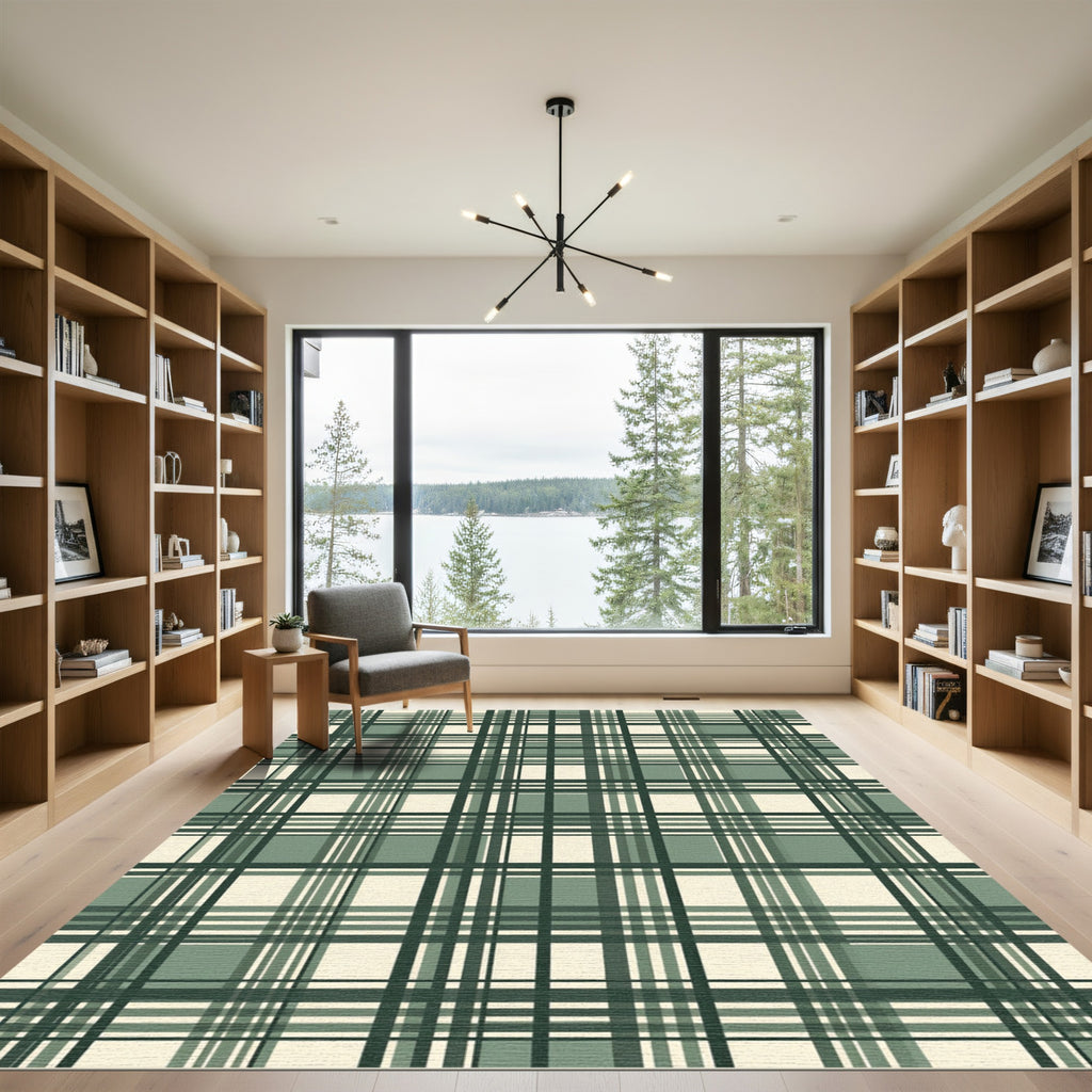 Sage Green Classic Plaid Tartan Rug