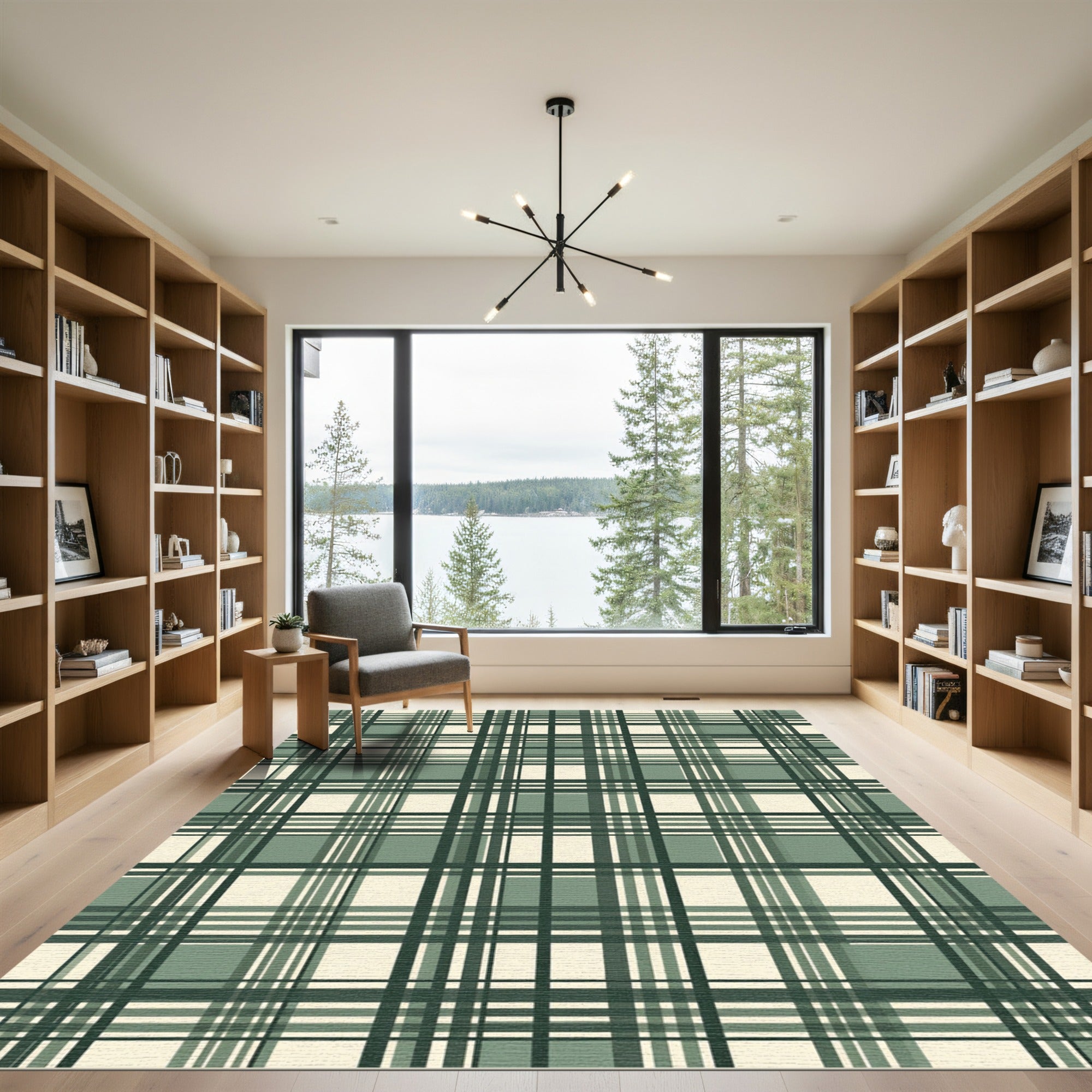 Sage Green Classic Plaid Tartan Rug