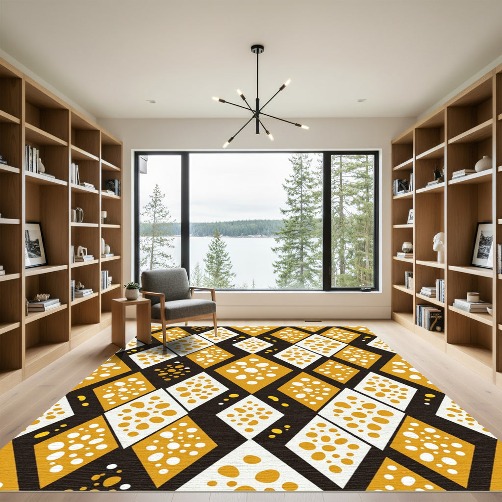 Golden Ochre Diamond Spot Arrangement Rug