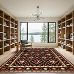 Deep Burgundy Floral Fish Diamond Tapestry Rug