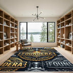 Industrial Golden Gear Steampunk Emblem Rug