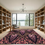 Elegant Pink Wisteria Floral Damask Rug