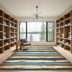 Coastal Distressed Wooden Plank Stripe Rug
