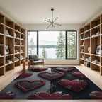 Cracked Hearts Red Metal Background Rug