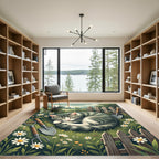 Whimsical Garden Cat Sleeping Among Daisies Rug