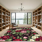 Rich Red Plum Rose Bouquet Rug