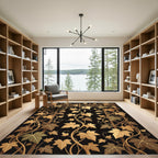 Gilded Vine Lattice Black Rug