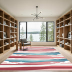 Red Pink Stripe Ocean Sunset Rug