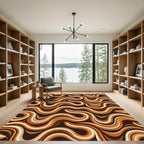 Retro Serpent Swirls Wavy Earthy Tones Rug