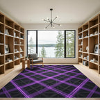 Neon Purple Intersecting Geometric Lattice Rug