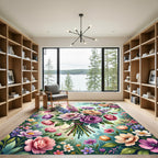 Vibrant Pastel Watercolor Floral Bouquet Rug