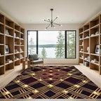 Art Deco Gold Lattice Burgundy Geometric Rug