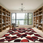 Interlocking Crimson Hearts Abstract Rug