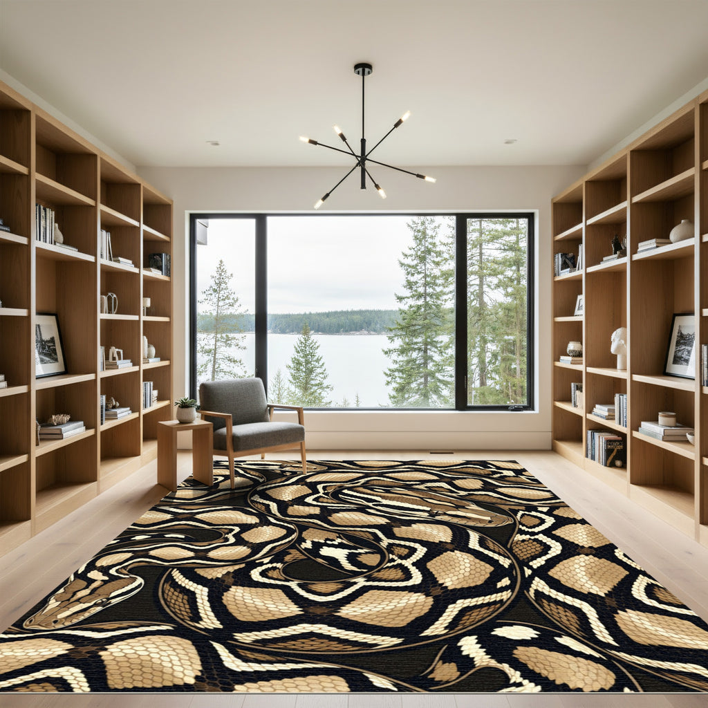 Intertwined Brown Python Scale Serpent Rug