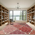 Crimson Pink Quatrefoil Damask Rug