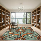 Mid-Century Retro Starburst Sage Area Rug