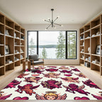 Whimsical Cherub Hearts Winged Figures Rug