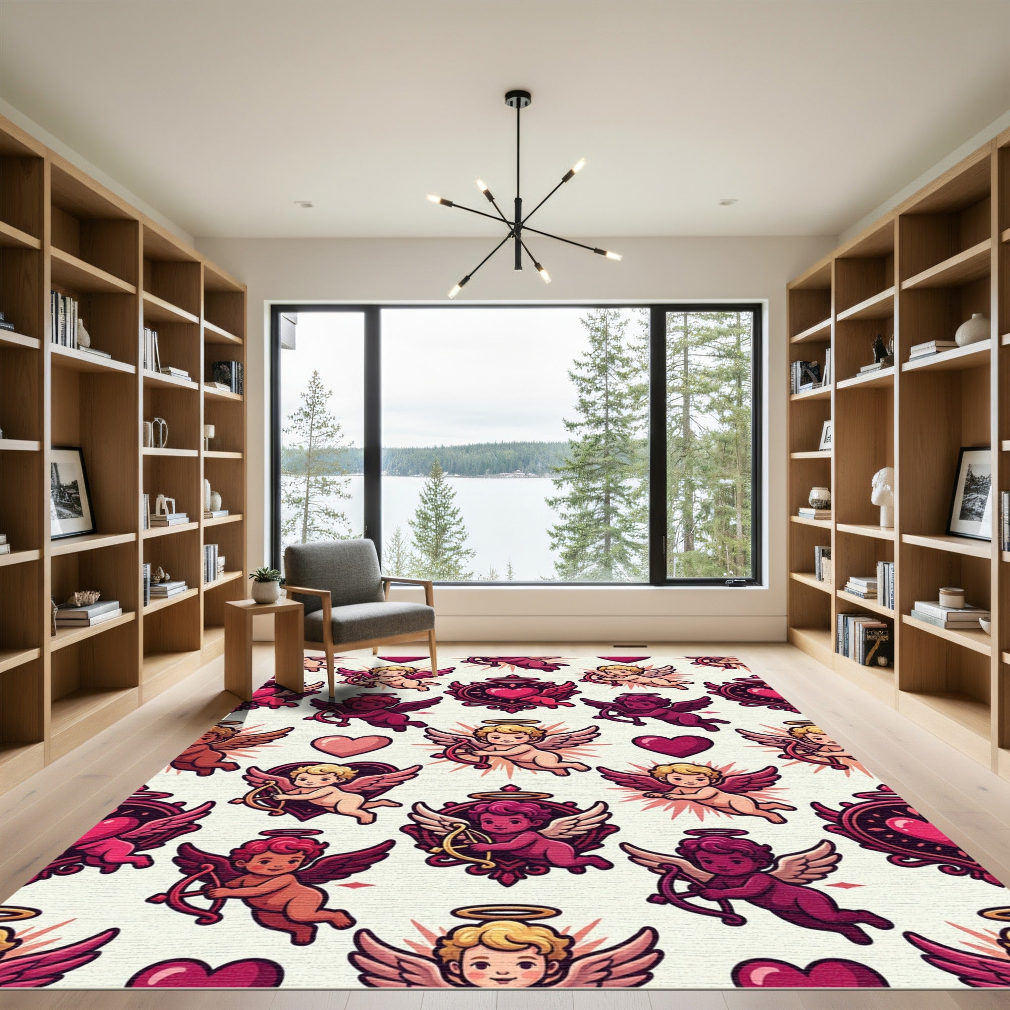 Whimsical Cherub Hearts Winged Figures Rug