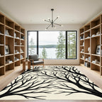 Black Bare Branches Autumn Scene Rug