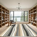 Neutral Wavy Stripe Composition Rug