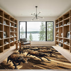 Dynamic Umber Stampede Cattle Herd Rug