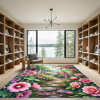 Enchanted Pink Floral Garden Path Rug