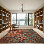 Tribal Cross Orange Olive Geometric Rug