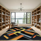 Modern Geometric Orange Yellow Gray Rug