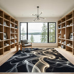 Ethereal Smoke Swirls on Black Rug