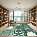 Deep Green Intricate Arabesque Arches Rug