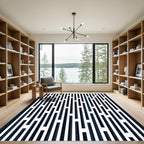 Monochrome Abstract Linear Vertical Bar Art Rug