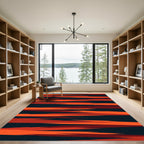 Bold Abstract Crimson Orange Horizon Rug