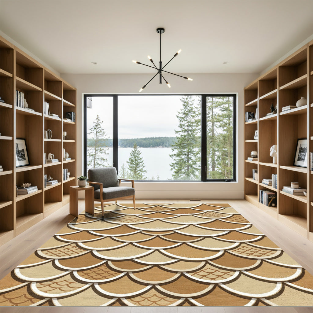 Neutral Sand Scallop Wave Texture Rug
