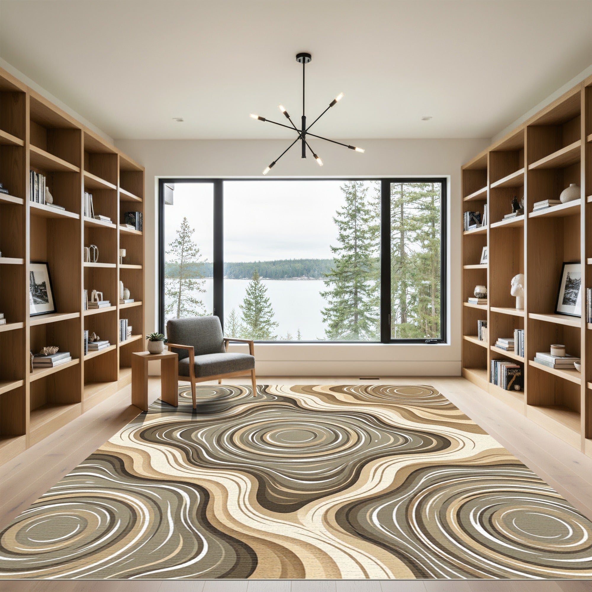 Earthy Brown Agate Swirl Rug