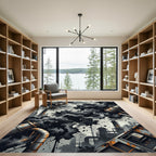 Industrial Smoke Splatter Composition Rug