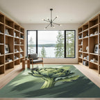 Earthy Green Artichoke Broad Brushstrokes Rug
