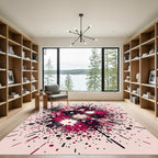 Crimson Magenta Splash Paint Explosion Rug