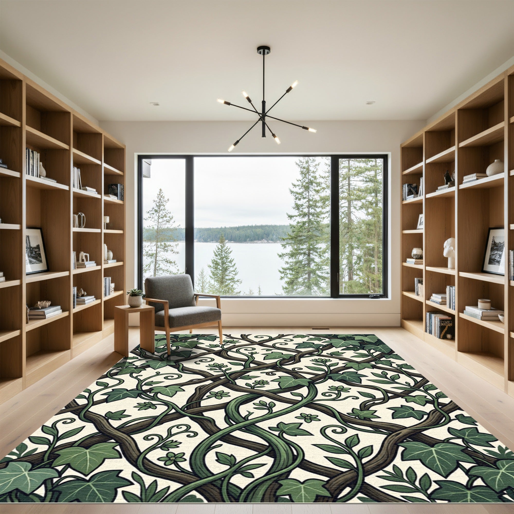 Botanical Sage Green Ivy Intertwined Vines Rug