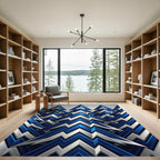Bold Blue Silver Geometric Arrow Surface Rug