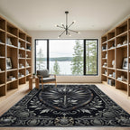 Ornate Silver Heraldic Crest Rug