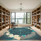 Ornate Teal Flourish Medallion Rug